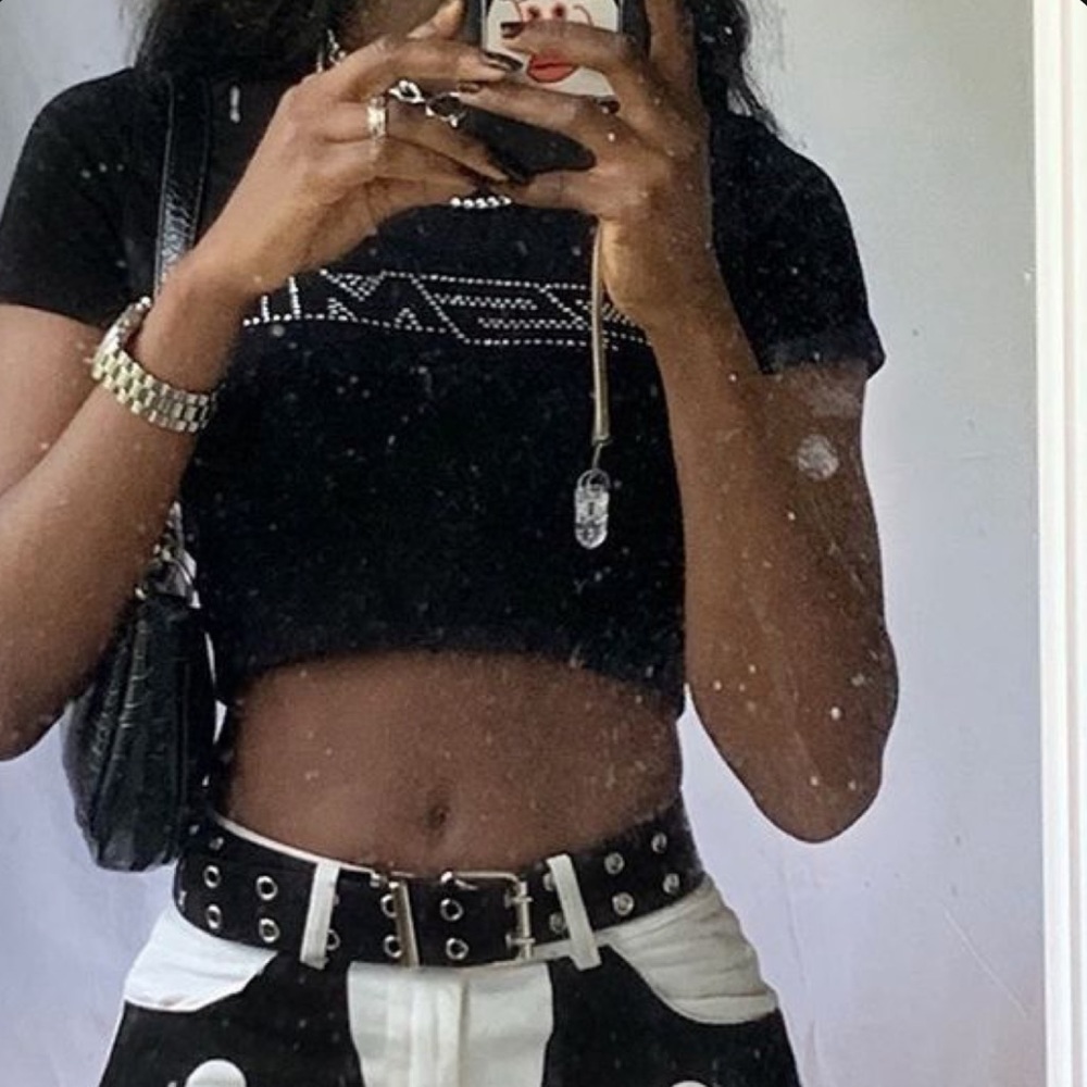Instock💖New Cosmic crop top black shirt - Picture 2 of 5